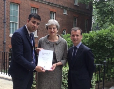 Alun Cairns MP with Moawia and the Prime Minister